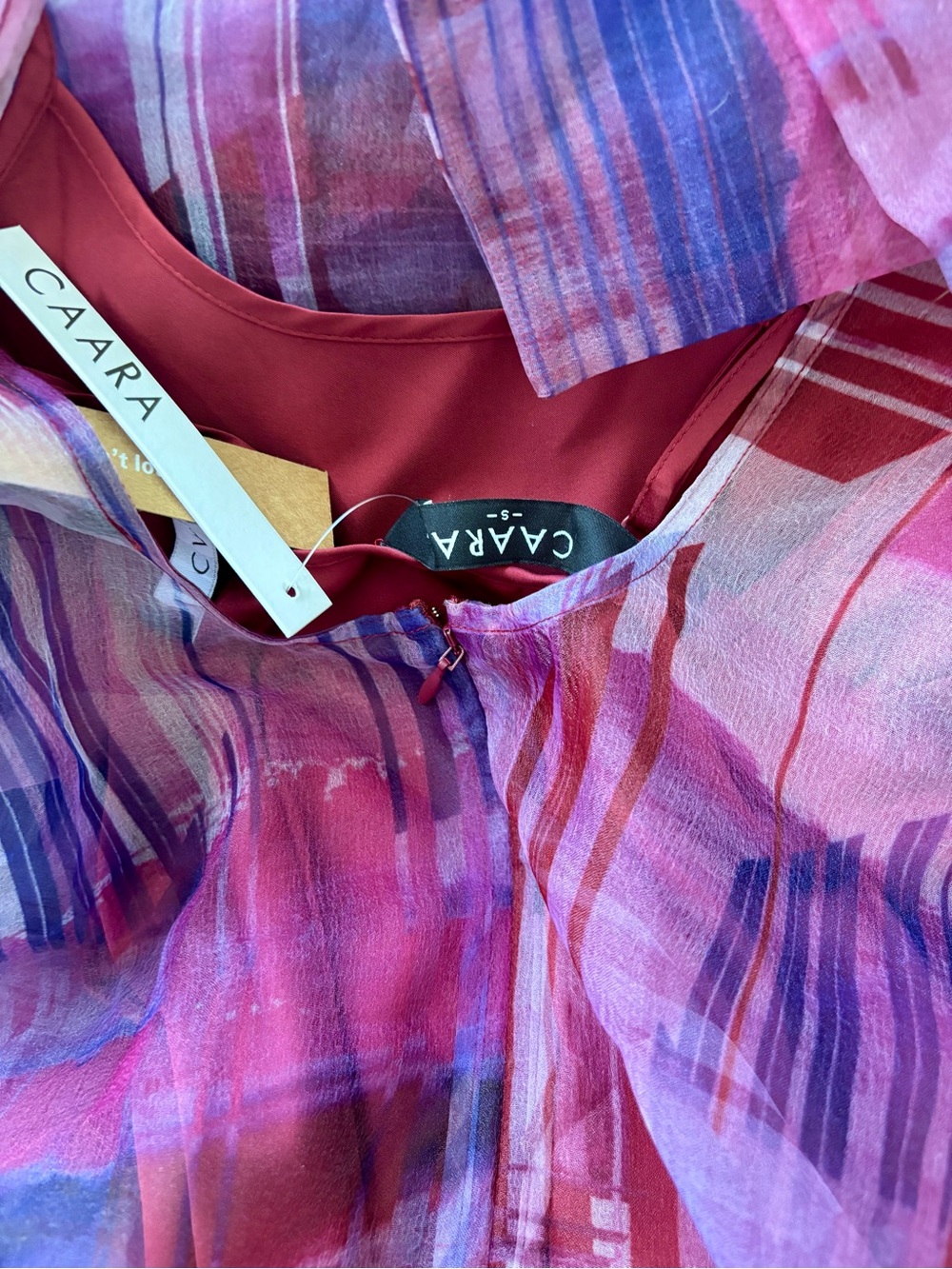 NWT CAARA Melody Watercolor Organza Dress Few Moda Size Small - Picture 9 of 9